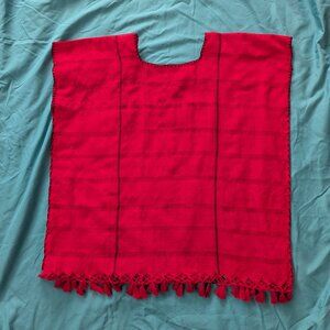 Mexican blouse top huipil red and black lightweight, OS, never worn